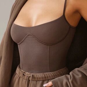 JOAH BROWN ribbed corset tank